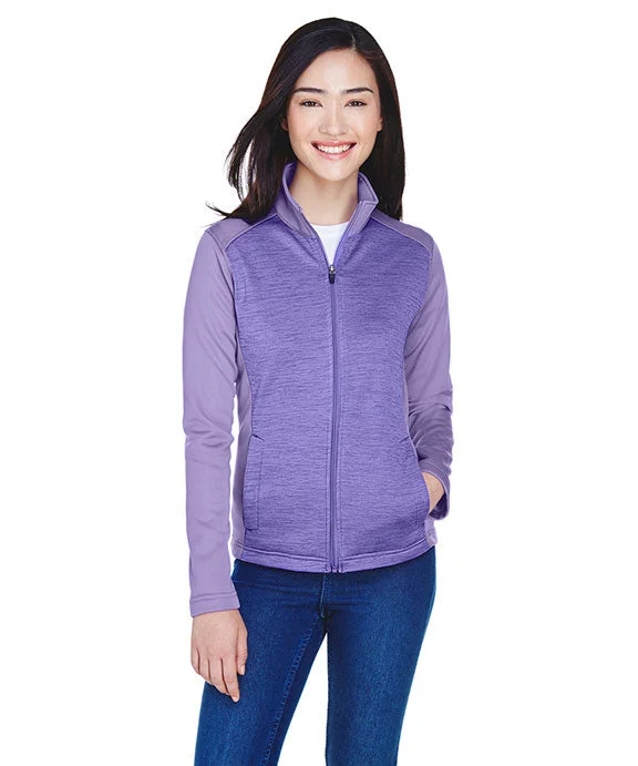 Women's pullover hoodie with a side slit for a modern and relaxed fitDG796W - Devon & Jones Ladies Newbury Colorblock Mélange Fleece Full-Zip Jacket | Grape/Grape Heather Women's pullover hoodie with a side slit for a modern and relaxed fitDG796W - Devon & Jones Ladies Newbury Colorblock Mélange Fleece Full-Zip Jacket | Grape/Grape Heather