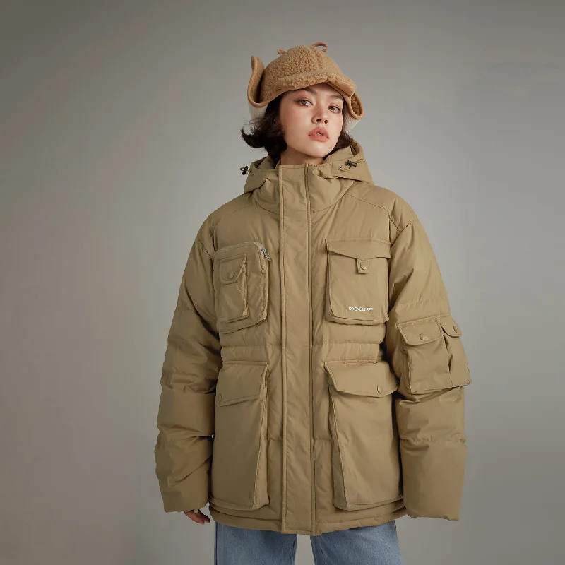 Women's quilted puffer jackets in a cropped silhouette for a modern twistHooded Multi-Pocket Padded Jacket Women's quilted puffer jackets in a cropped silhouette for a modern twistHooded Multi-Pocket Padded Jacket