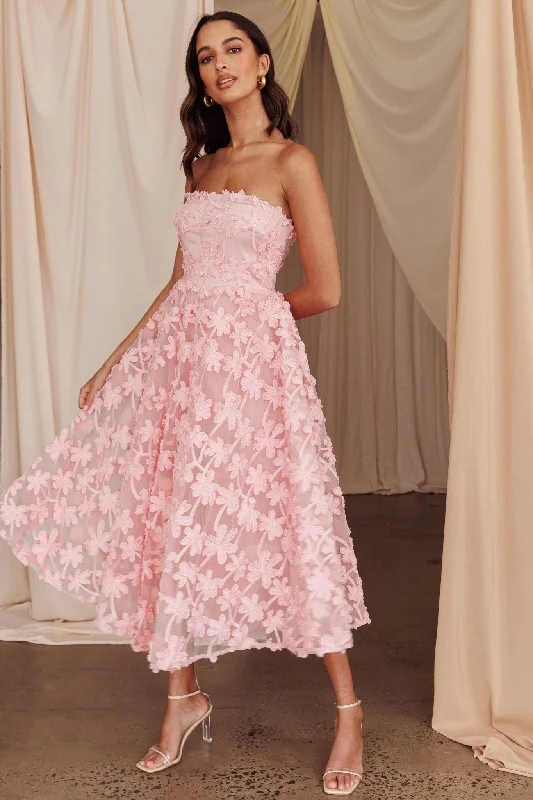 Wrap - Style Women Dress with Adjustable Fit for All Body TypesDori Floral Embellished Midi Dress Blush Wrap - Style Women Dress with Adjustable Fit for All Body TypesDori Floral Embellished Midi Dress Blush