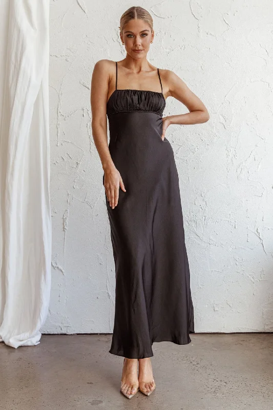 Mermaid - Style Women Dress with a Fitted Silhouette for Special OccasionsFrom Above V-Back Midi Dress Black Mermaid - Style Women Dress with a Fitted Silhouette for Special OccasionsFrom Above V-Back Midi Dress Black