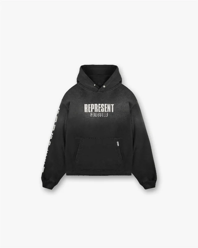 Women's hoodie with a glittery print for a glamorous and sparkly appearanceGodspeed Hoodie - Aged Black
