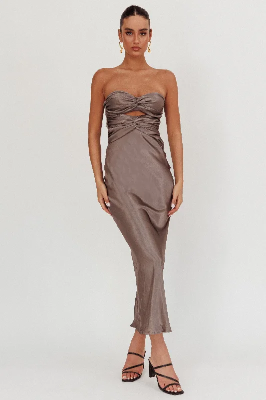 Lace - Embellished Women Dress for an Elegant and Sophisticated AppearanceGood Impression Double Twist Midi Dress Charcoal Lace - Embellished Women Dress for an Elegant and Sophisticated AppearanceGood Impression Double Twist Midi Dress Charcoal