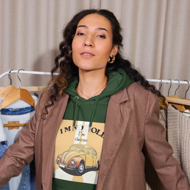 Women's zip - front sweatshirt with contrast stitching for a sporty aestheticI'm Not Old, I'm Classic Vintage Graphic Women Eco Raglan Hoodie