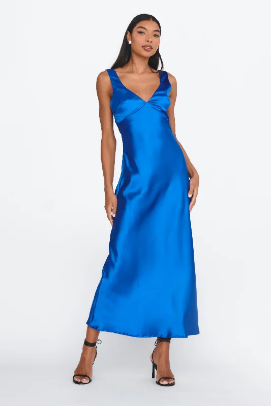 Wrap - Style Women Dress with Adjustable Fit for All Body TypesJelena Draped Back Maxi Dress Sapphire Wrap - Style Women Dress with Adjustable Fit for All Body TypesJelena Draped Back Maxi Dress Sapphire