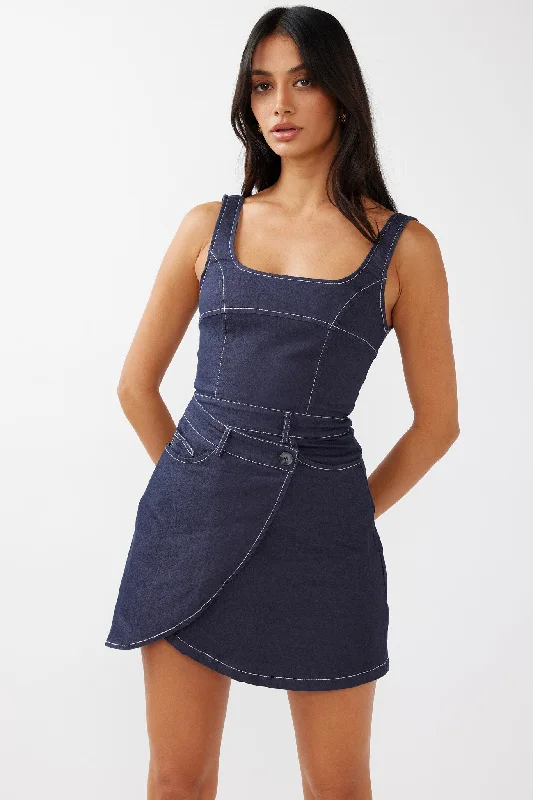 Wrap - Style Women Dress with Adjustable Fit for All Body TypesKillara Pocket Wrap Mini Dress Indigo Wrap - Style Women Dress with Adjustable Fit for All Body TypesKillara Pocket Wrap Mini Dress Indigo