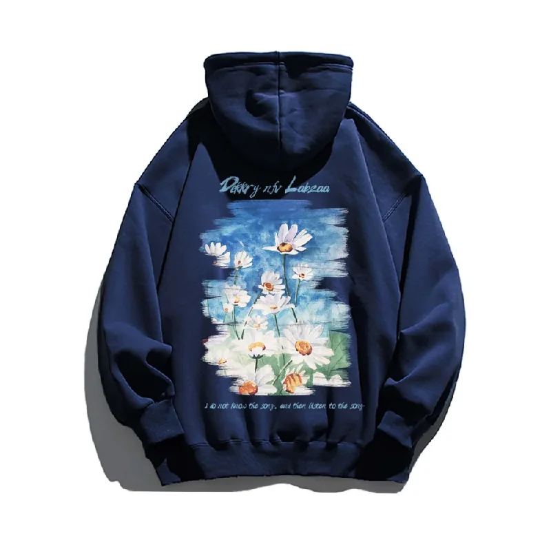 Women's sweatshirt with a mesh panel insert for breathability during workoutsLittle Daisy Oil Painting Hoodie