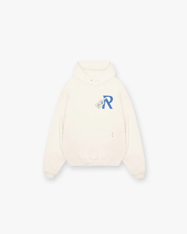 Women's zip - up sweatshirt in pastel blue for a soft and stylish outfitLuggage Tag Hoodie - Antique White