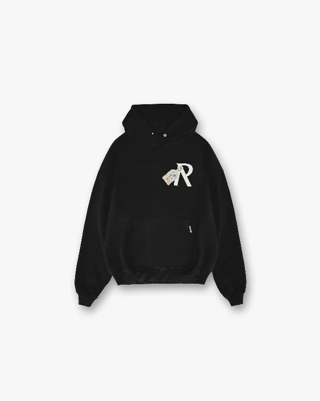 Women's hoodie with a detachable hood for customizable stylingLuggage Tag Hoodie - Jet Black