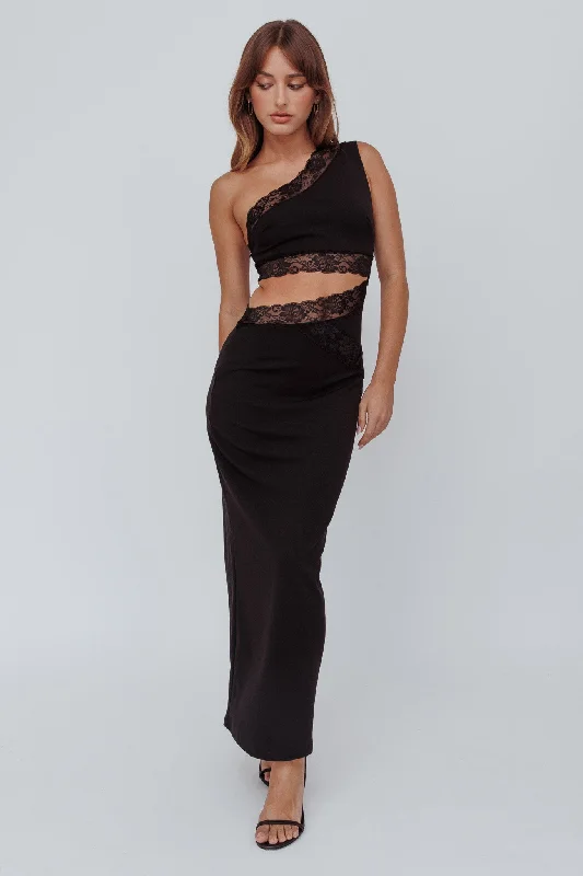 Halter Neck Women Dress to Show Off the Shoulders and NecklineMahli One-Shoulder Cut-Out Maxi Dress Black Halter Neck Women Dress to Show Off the Shoulders and NecklineMahli One-Shoulder Cut-Out Maxi Dress Black