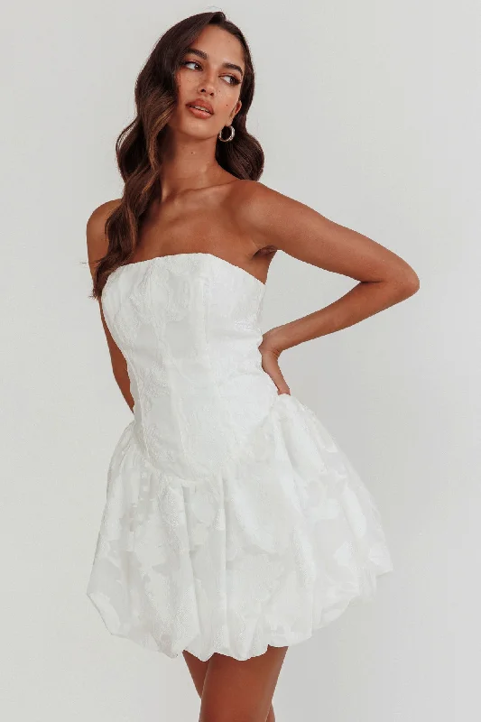 Little Black Women Dress with Sequins for a Glamorous Night OutMonti Strapless Bubble Hem Mini Dress Embroidered White Little Black Women Dress with Sequins for a Glamorous Night OutMonti Strapless Bubble Hem Mini Dress Embroidered White