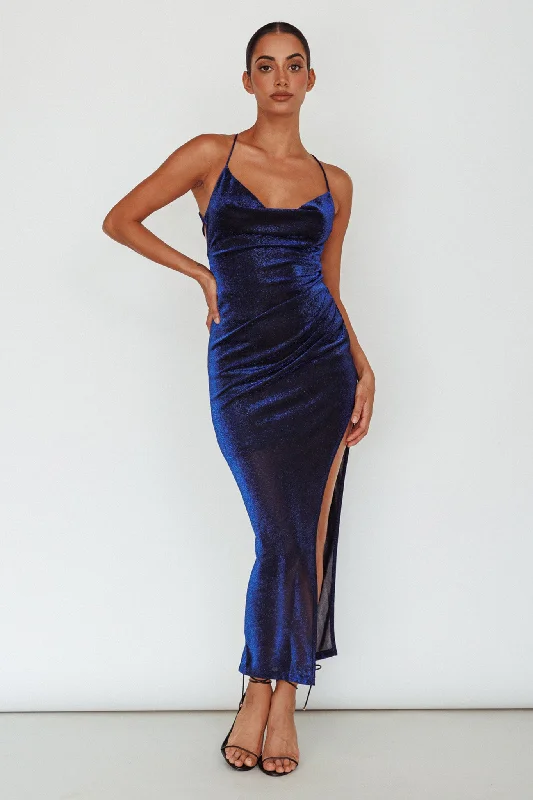 Strapless Women Dress with a Built - in Bra for Comfort and SupportMoonstone Side Split Strappy Back Midi Dress Blue Strapless Women Dress with a Built - in Bra for Comfort and SupportMoonstone Side Split Strappy Back Midi Dress Blue