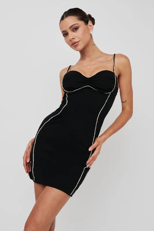 Printed Abstract Women Dress for a Modern and Artistic AppealNext To You Diamante Trim Mini Dress Black Printed Abstract Women Dress for a Modern and Artistic AppealNext To You Diamante Trim Mini Dress Black