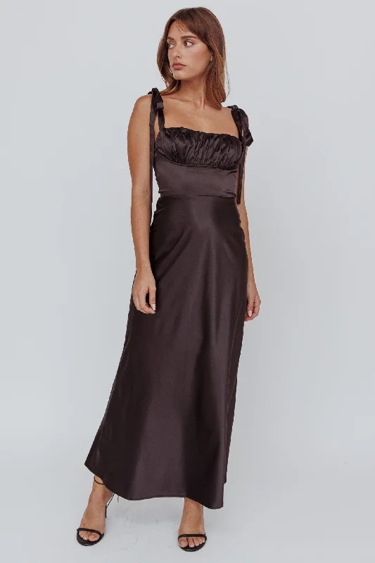 Strapless Women Dress with a Built - in Bra for Comfort and SupportPennelope Tied Shoulder Maxi Dress Black Strapless Women Dress with a Built - in Bra for Comfort and SupportPennelope Tied Shoulder Maxi Dress Black