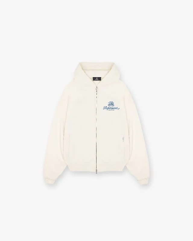 Women's fleece - lined hoodie with thumbholes for warmth in winterPermanent Vacation Zip Up Hoodie - Antique White