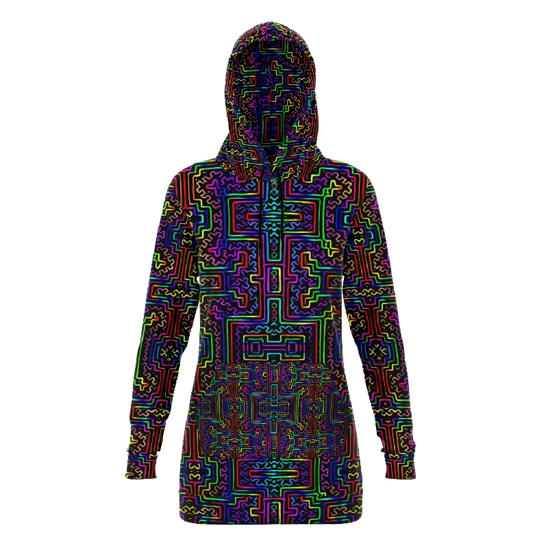 Women's fleece - lined hoodie with thumbholes for warmth in winterPrismatic Overlay Longline Hoodie