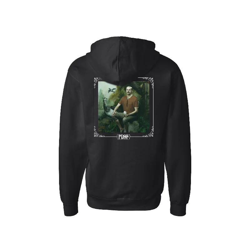 Women's cropped sweatshirt with a slogan graphic for a fun and expressive lookPROF "Ice Cream" Black Zip Hoodie