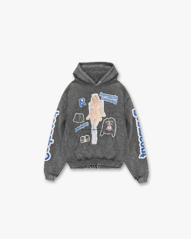Women's tie - front hoodie in a lightweight fabric for summer layeringQuestion Your Innocence Hoodie - Vintage Grey