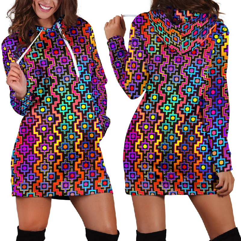 Women's hoodie with a glittery print for a glamorous and sparkly appearanceRainbow Healing Women's Hoodie Dress