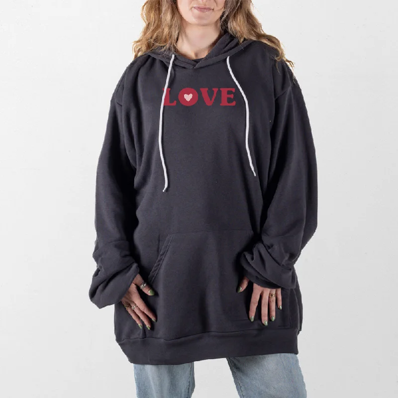 Women's cropped sweatshirt with a slogan graphic for a fun and expressive lookRed Love Giant Hoodie Women's cropped sweatshirt with a slogan graphic for a fun and expressive lookRed Love Giant Hoodie