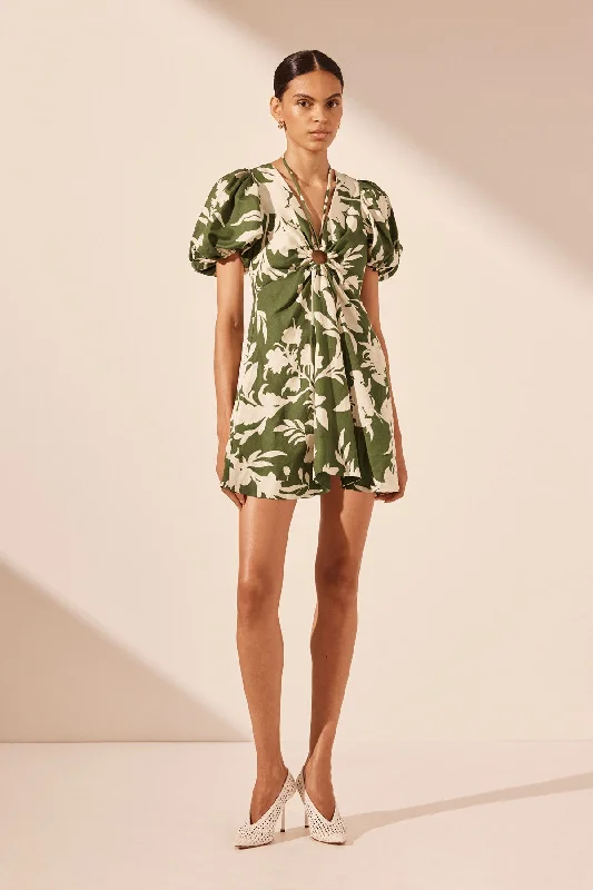 Lace - Embellished Women Dress for an Elegant and Sophisticated AppearanceRENEE KEYHOLE RUCHED MINI DRESS Lace - Embellished Women Dress for an Elegant and Sophisticated AppearanceRENEE KEYHOLE RUCHED MINI DRESS