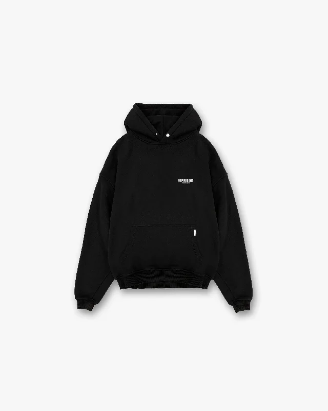 Women's sweatshirt with a mesh panel insert for breathability during workoutsRepresent Owners Club Hoodie - Black