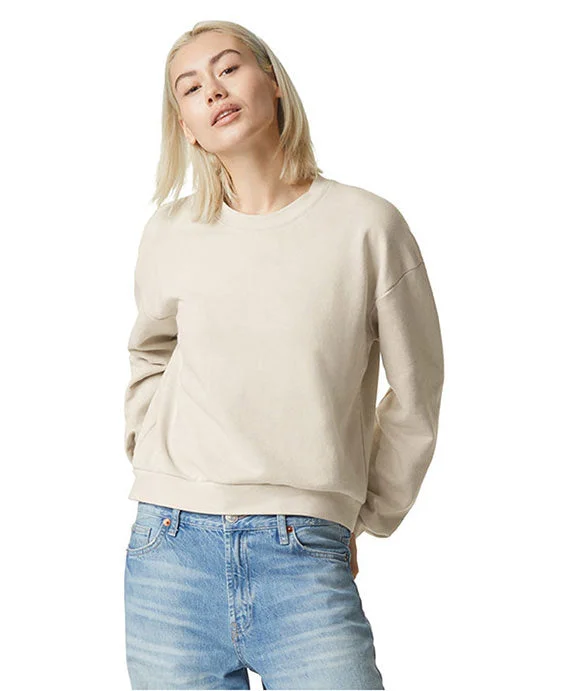 Women's color - block hoodie combining bold hues for a fashion - forward statementRF494 - American Apparel Ladies ReFlex Fleece Crewneck Sweatshirt | Bone