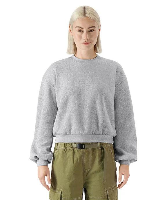 Women's pullover hoodie with a side slit for a modern and relaxed fitRF494 - American Apparel Ladies ReFlex Fleece Crewneck Sweatshirt | Heather Grey