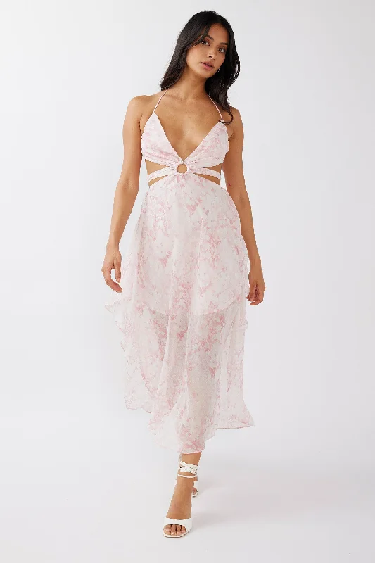 Halter Neck Women Dress to Show Off the Shoulders and NecklineSamia Cut-Out Halterneck Midi Dress Print Blush Halter Neck Women Dress to Show Off the Shoulders and NecklineSamia Cut-Out Halterneck Midi Dress Print Blush
