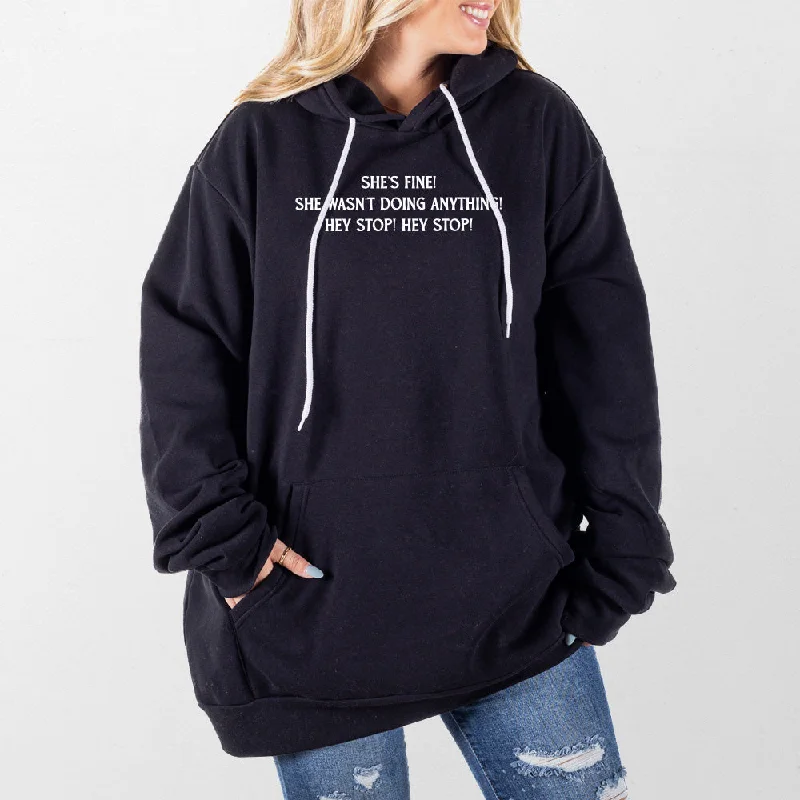 Women's graphic - printed sweatshirt featuring floral patterns for a feminine touchShes Fine Giant Hoodie Women's graphic - printed sweatshirt featuring floral patterns for a feminine touchShes Fine Giant Hoodie