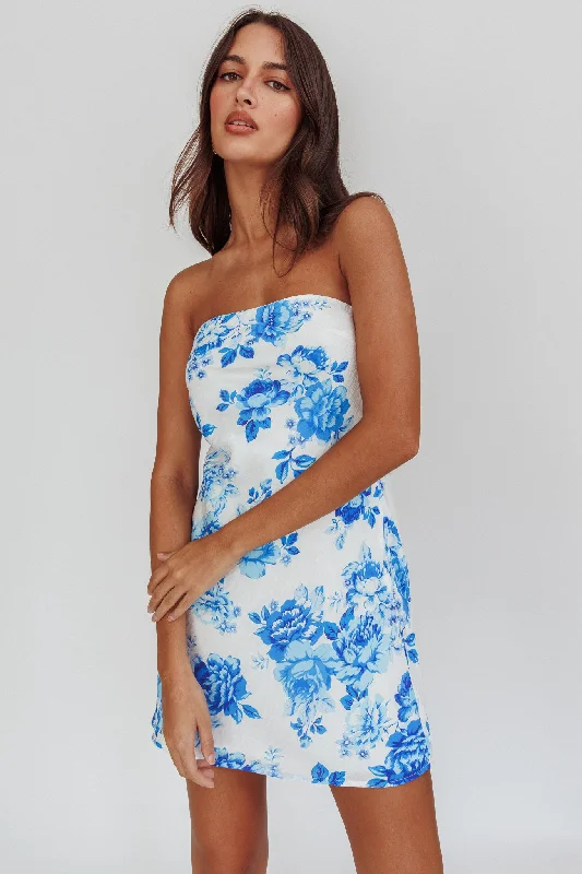 Empire Waist Women Dress to Accentuate the Bust and Conceal the WaistSorbet Strapless Mini Dress Blue Empire Waist Women Dress to Accentuate the Bust and Conceal the WaistSorbet Strapless Mini Dress Blue