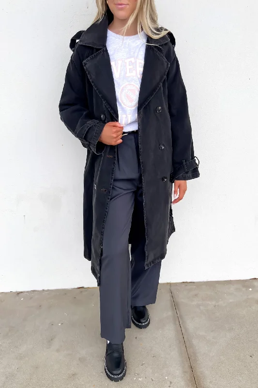 Women's cropped leather jackets with a fringe detail for a western - inspired outfitStacy Denim Trench Black Women's cropped leather jackets with a fringe detail for a western - inspired outfitStacy Denim Trench Black
