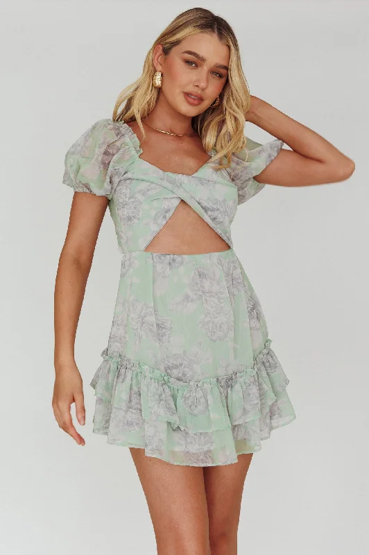 Printed Abstract Women Dress for a Modern and Artistic AppealSweet Nothings Puff Sleeve Twist Dress Floral Apple Printed Abstract Women Dress for a Modern and Artistic AppealSweet Nothings Puff Sleeve Twist Dress Floral Apple