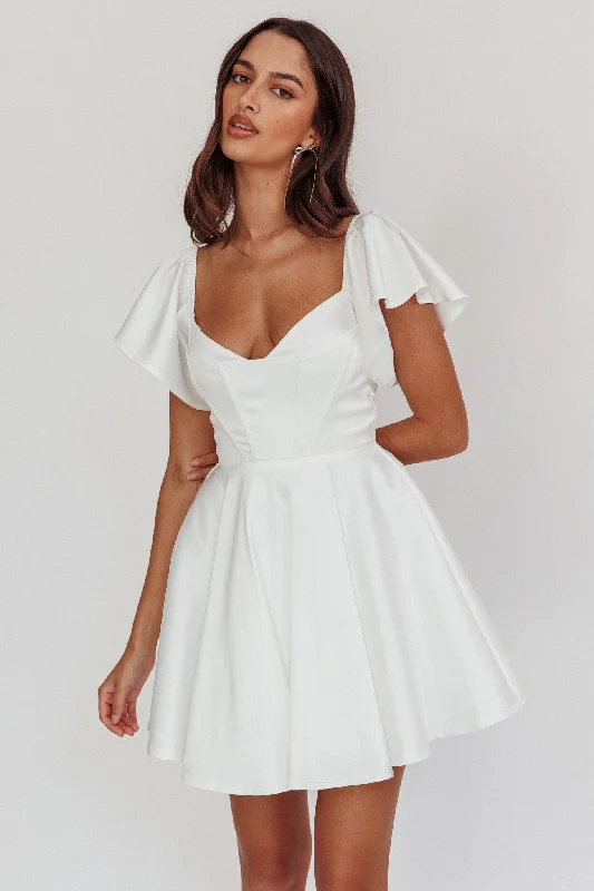 Sheath Women Dress with a Tailored Fit for a Professional LookTamelia Flutter Sleeve Mini Dress White Sheath Women Dress with a Tailored Fit for a Professional LookTamelia Flutter Sleeve Mini Dress White