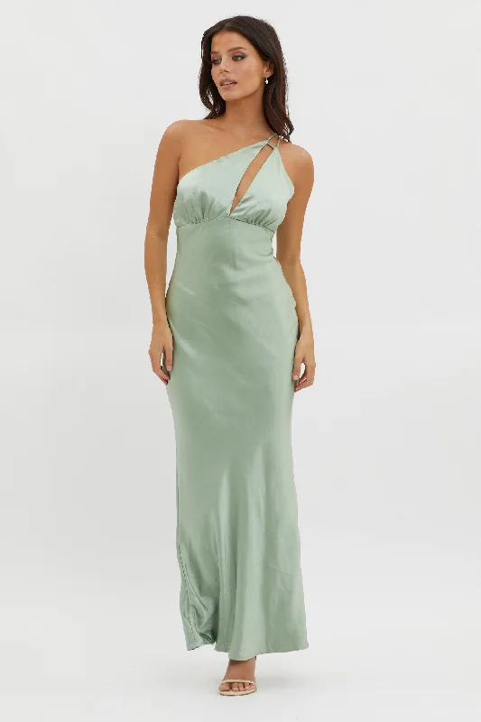 Pleated Women Dress with a Timeless and Elegant TextureThink Of Me One-Shoulder Satin Dress Mint Pleated Women Dress with a Timeless and Elegant TextureThink Of Me One-Shoulder Satin Dress Mint