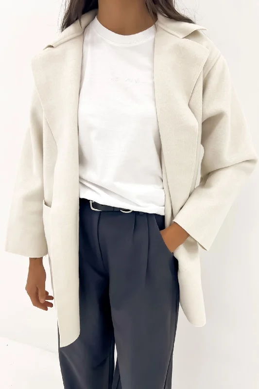 Women's trench coats with a removable belt for customizable stylingUmi Coat Cream