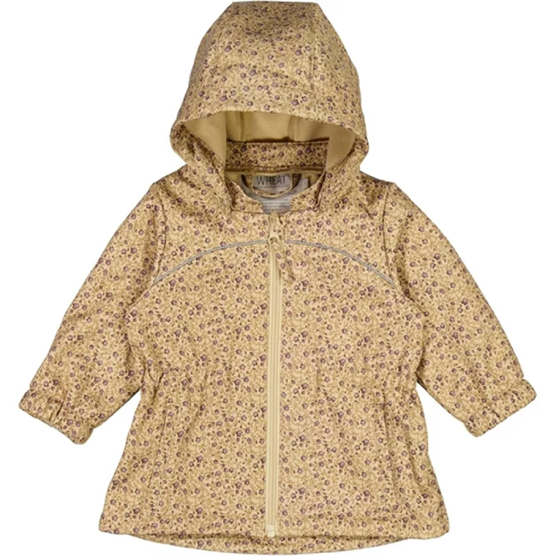 Women's shearling - lined suede jackets for ultimate warmth and luxuryWheat Softshell Lilac Flowers Jacket Elois Women's shearling - lined suede jackets for ultimate warmth and luxuryWheat Softshell Lilac Flowers Jacket Elois
