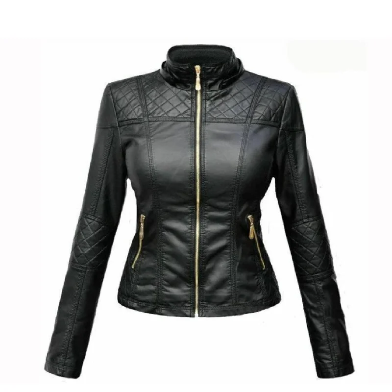 Women's cropped down jackets in bold colors for a sporty and fashionable winter outfitWomen Leather Jacket Made With Lamb Skin Leather Women's cropped down jackets in bold colors for a sporty and fashionable winter outfitWomen Leather Jacket Made With Lamb Skin Leather