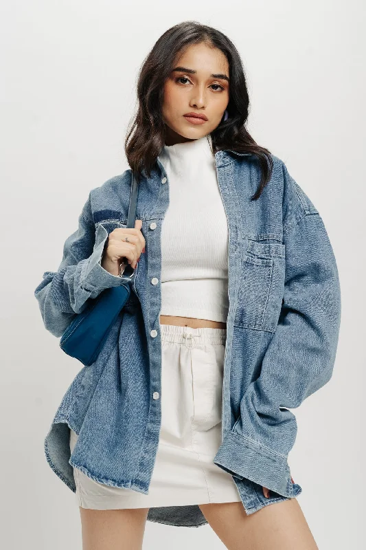 Women's bomber jackets with floral embroidery for a feminine and unique designDouble Pocket Denim Jacket Women's bomber jackets with floral embroidery for a feminine and unique designDouble Pocket Denim Jacket