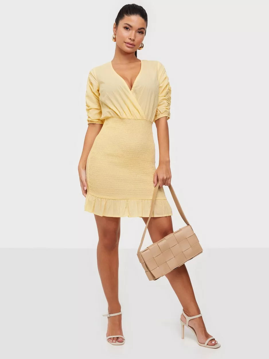 Ruffled Women Dress with Multiple Layers for a Playful and Girly StyleYellow Smock Bottom Dress Ruffled Women Dress with Multiple Layers for a Playful and Girly StyleYellow Smock Bottom Dress