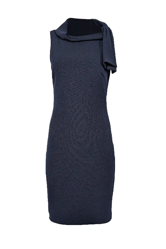 Sheath Women Dress with a Tailored Fit for a Professional Look Sheath Women Dress with a Tailored Fit for a Professional Look Badgley Mischka - Navy Sleeveless Neck Tie Detail Sz 2 Sheath Women Dress with a Tailored Fit for a Professional Look Sheath Women Dress with a Tailored Fit for a Professional Look Badgley Mischka - Navy Sleeveless Neck Tie Detail Sz 2