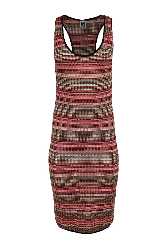 Strapless Women Dress with a Built - in Bra for Comfort and Support Strapless Women Dress with a Built - in Bra for Comfort and Support Missoni - Red, Black, & Brown Striped Knit Dress Sz 8