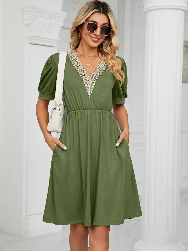 Off - the - Shoulder Women Dress for a Romantic and Feminine Look Off - the - Shoulder Women Dress for a Romantic and Feminine Look Sixsr Lace Stitching Pocket Dress, Casual Short Sleeve V-neck Dress, Women's Clothing Off - the - Shoulder Women Dress for a Romantic and Feminine Look Off - the - Shoulder Women Dress for a Romantic and Feminine Look Sixsr Lace Stitching Pocket Dress, Casual Short Sleeve V-neck Dress, Women's Clothing