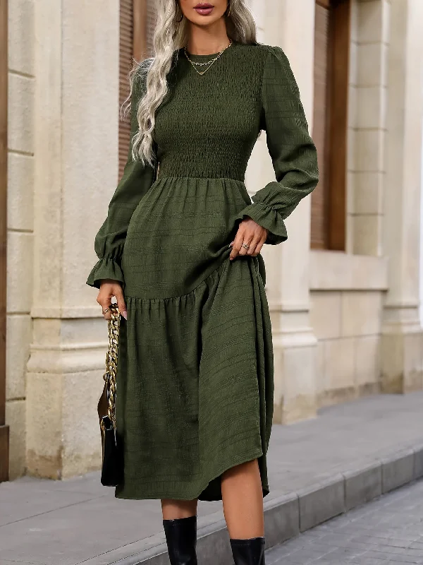 Wrap - Style Women Dress with Adjustable Fit for All Body Types Wrap - Style Women Dress with Adjustable Fit for All Body Types Sixsr Textured Shirred Crew Neck Dress, Casual Long Sleeve Tiered Dress, Women's Clothing Wrap - Style Women Dress with Adjustable Fit for All Body Types Wrap - Style Women Dress with Adjustable Fit for All Body Types Sixsr Textured Shirred Crew Neck Dress, Casual Long Sleeve Tiered Dress, Women's Clothing