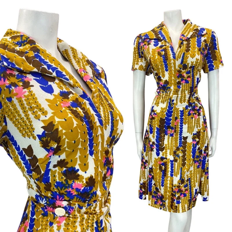 Mermaid - Style Women Dress with a Fitted Silhouette for Special Occasions Mermaid - Style Women Dress with a Fitted Silhouette for Special Occasions VINTAGE 60s 70s GOLD BLUE PINK FLORAL MOD WING COLLAR SHIRT DRESS 12 14