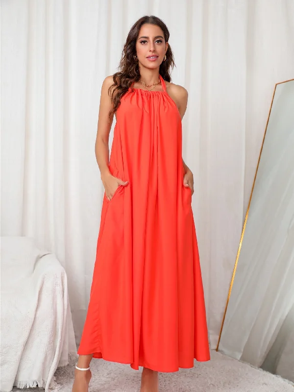 Maxi dresses with a paisley print for a classic and elegant styleKittenAlarm - Backless Halter Maxi Dress