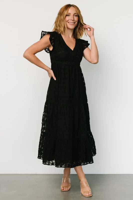 Maxi dresses with a halter neck for a stylish and sophisticated choiceFerrara Lace Maxi Dress | Black