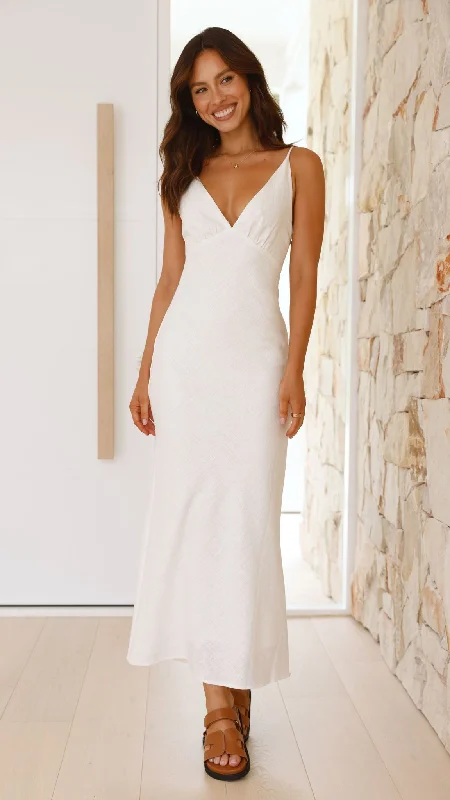 Maxi dresses with patchwork designs for a one - of - a - kind styleHalina Maxi Dress - White