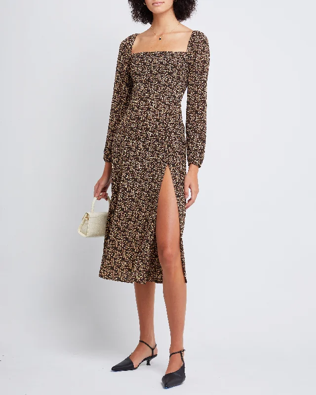 Midi dresses with V - necklines for a flattering and elongating effectLenon Dress