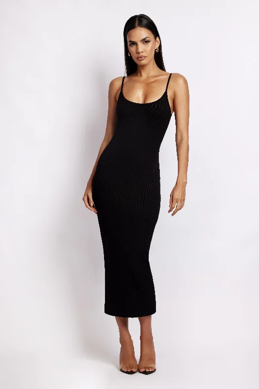 Midi dresses with metallic threads for a glamorous evening eventAlexis Ribbed Cami Midi Dress - Black