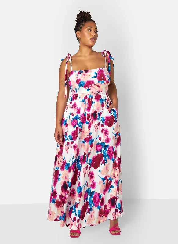 Wrap - style midi dresses in silk for a sophisticated office lookAna Floral Skater Maxi Dress - Magenta Wrap - style midi dresses in silk for a sophisticated office lookAna Floral Skater Maxi Dress - Magenta